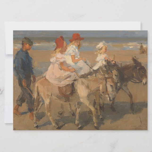 Girls Riding Donkeys on the Beach Card (Front)