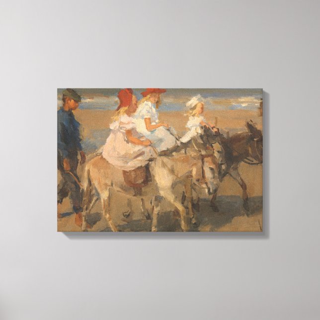 Girls Riding Donkeys on the Beach (Isaac Israels) Canvas Print (Front)