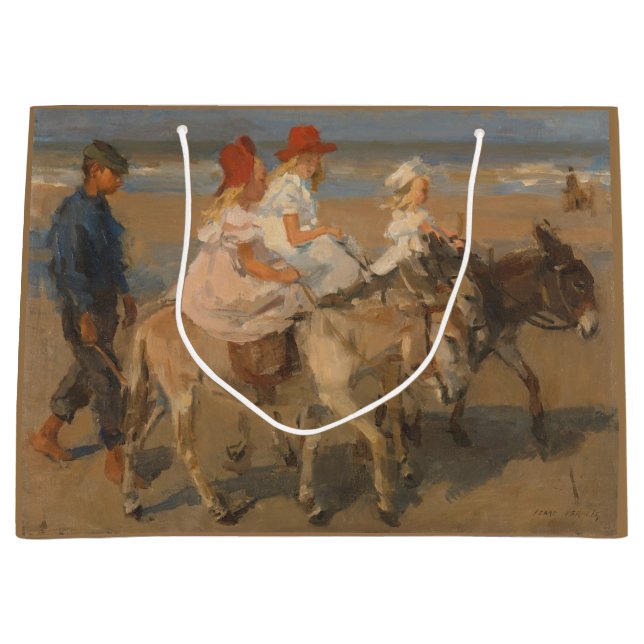 Girls Riding Donkeys on the Beach Large Gift Bag (Front)