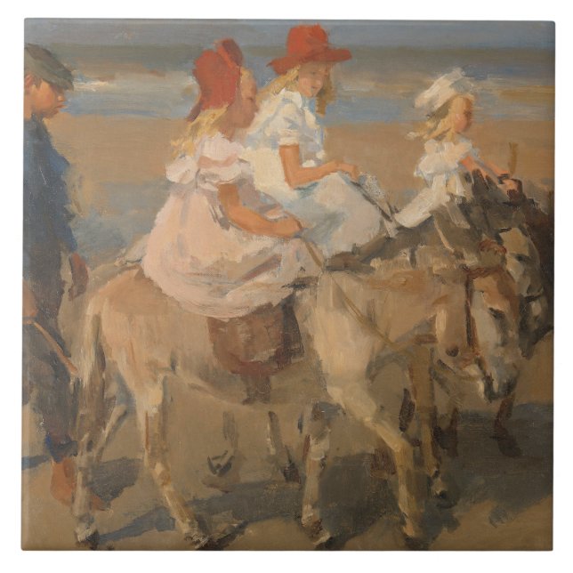 Girls Riding Donkeys on the Beach Tile (Front)