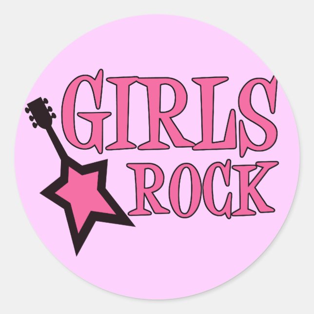 Girls Rock! Classic Round Sticker (Front)
