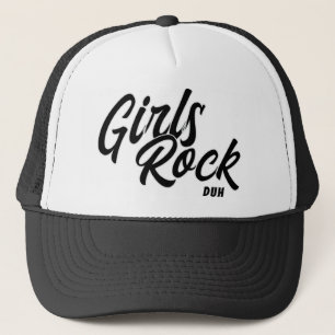 Girls Rock Duh Trendy Modern Minimalist Trucker Hat