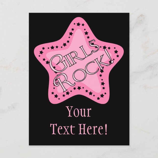 Girls Rock Pink Star Postcard (Front)