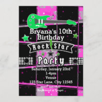 Girls Rock Star Birthday Party Invitations