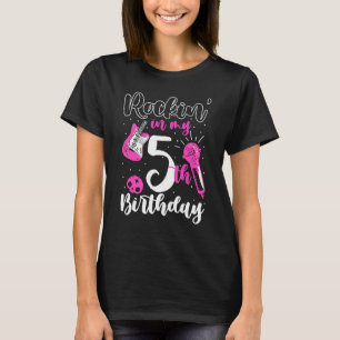 Girls Rockstar Birthday Rock Star Themed Guitar 5t T-Shirt