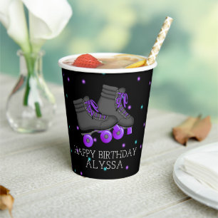 Girl's Roller Skate Birthday Party Paper Cups