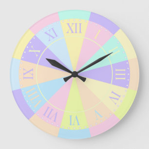 Girl's Room Pretty Pastel Pink and Purple Large Clock