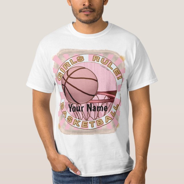 Girls Rule Basketball  T-Shirt (Front)