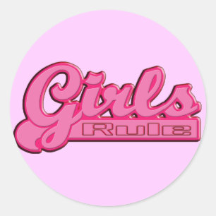 Girls Rule Classic Round Sticker