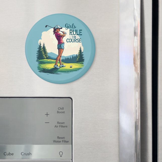 Girls Rule the Course Retro Golf Illustration Magnet (In Situ (Fridge))