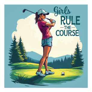 Girls Rule the Course Retro Golf Illustration Photo Print