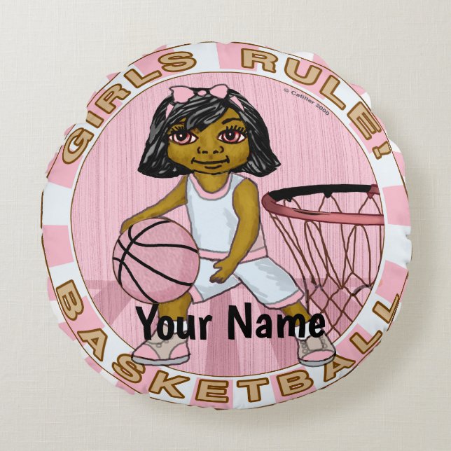 Girls Rules Basketball  Round Cushion (Front)