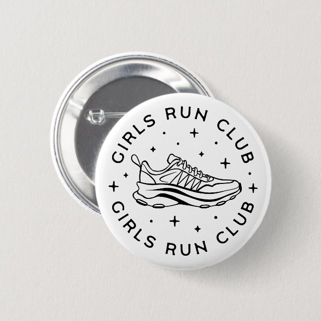 Girls run club 6 cm round badge (Front & Back)