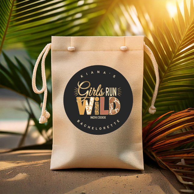 Girls Run Wild Safari Bachelorette ID1148 Classic Round Sticker (Creator Uploaded)