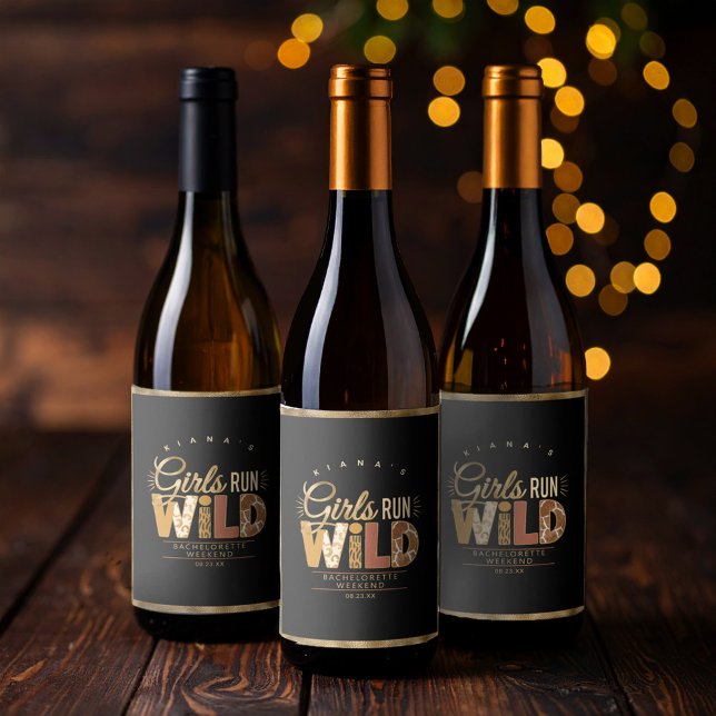Girls Run Wild Safari Bachelorette ID1148 Wine Label (Creator Uploaded)