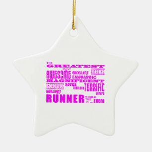 Girls Runners : Pink Greatest Runner Ceramic Tree Decoration