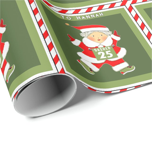 Girls Running Holiday Gift Wrapping Paper (Roll Corner)