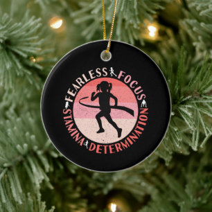 Girls Running Mindset - Focus Fearless Runner Ceramic Tree Decoration