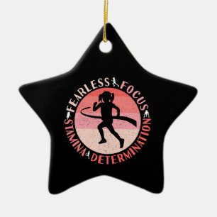 Girls Running Mindset - Focus Fearless Runner Ceramic Tree Decoration