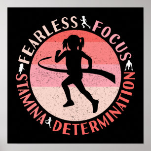 Girls Running Mindset - Focus Fearless Runner Poster