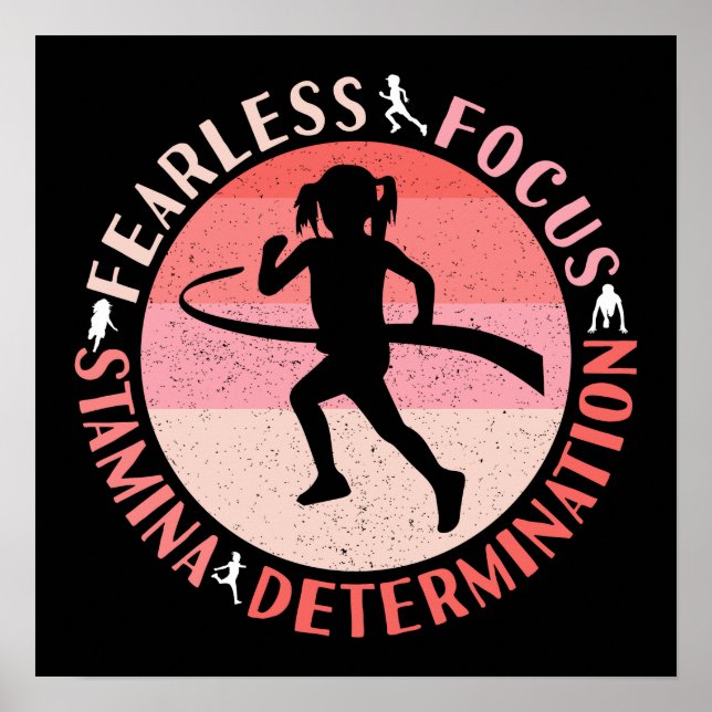 Girls Running Mindset - Focus Fearless Runner Poster (Front)