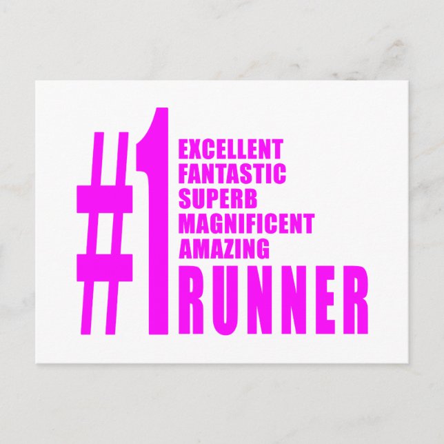 Girls Running Runners : Pink Number One Runner Postcard (Front)