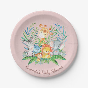 Girls Safari Jungle Baby Shower 7" Plate