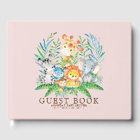 Girls Safari Jungle Baby Shower Guest Book