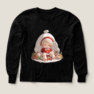 Girls Santa Christmas Tri-Blend Long Sleeve Tee