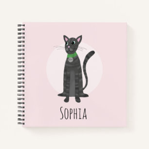Girls School Cute Ginger Tabby Cat Cartoon Kids Notebook