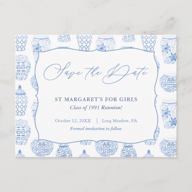 Girls School Ladies College Reunion Save The Date Postcard (Front)