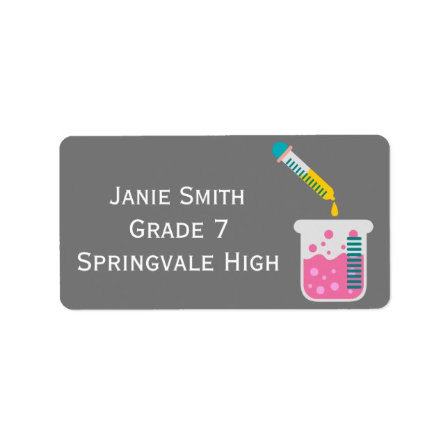 Girl's science cute name book labels (Front)