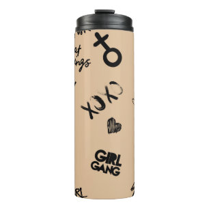 Girls seamless pattern with calligraphic slogan, h thermal tumbler