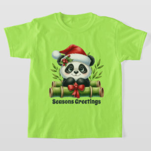 girls seasons greetings panda bear add text T-Shirt