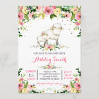 Girls sheep Baby Shower Invitations