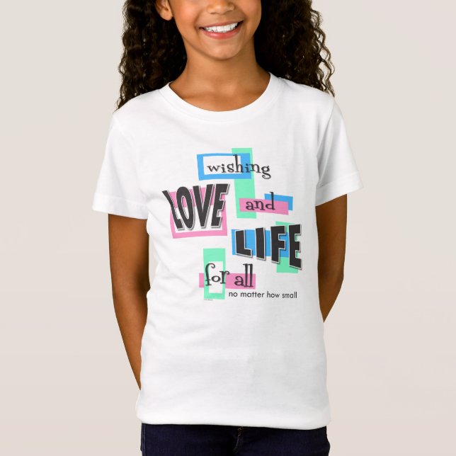 Girls' shirts with a colorful design. (Front)