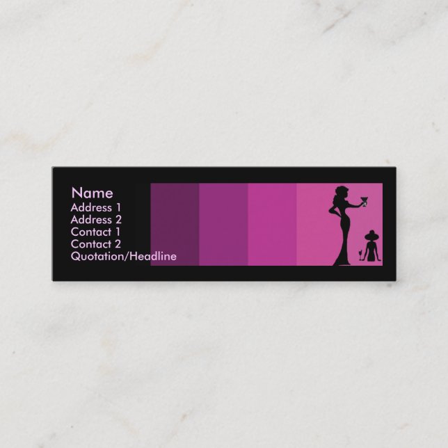 Girls Silhouette Toasting Skinny Mini Business Card (Front)