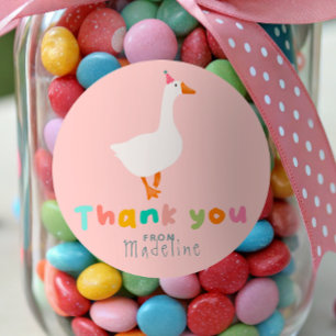 Girls Silly Goose First Birthday Thank You Favour Classic Round Sticker