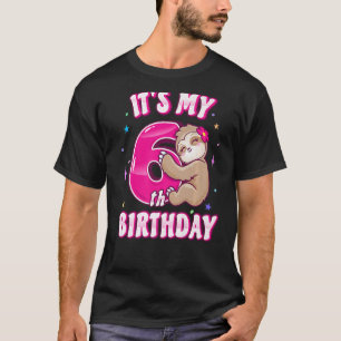 Girls Sixth Birthday Its My 6th Bday Pink Sloth Pa T-Shirt