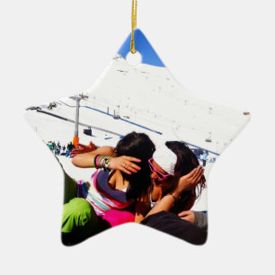 Girls Ski slope Ceramic Tree Decoration