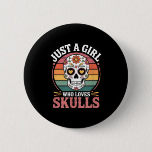 Girls Skull  6 Cm Round Badge