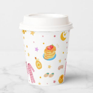 Girls Sleepover Birthday Pancake Theme Paper cups