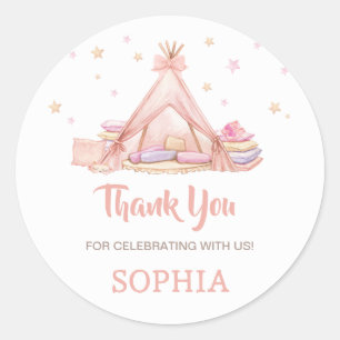 Girls Sleepover Party Birthday Party Classic Round Sticker