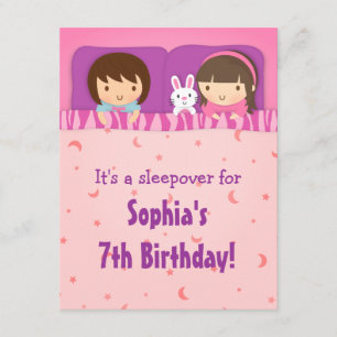 Girls Sleepover Slumber Birthday Party invitations