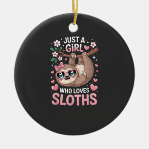Girls Sloth T-Shirt Ceramic Tree Decoration