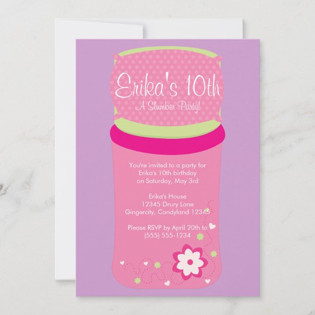 Girls' Slumber Party Invitation (Front)