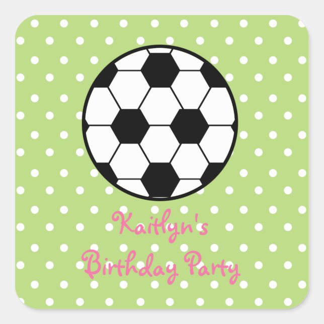 Girl's Soccer Ball Birthday Party Stickers (Front)