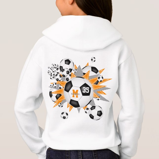 girls soccer ball blowout w orange grey stars  (Back)