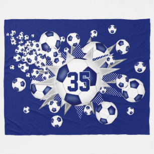 Girl's soccer balls stars athletic personalised fleece blanket
