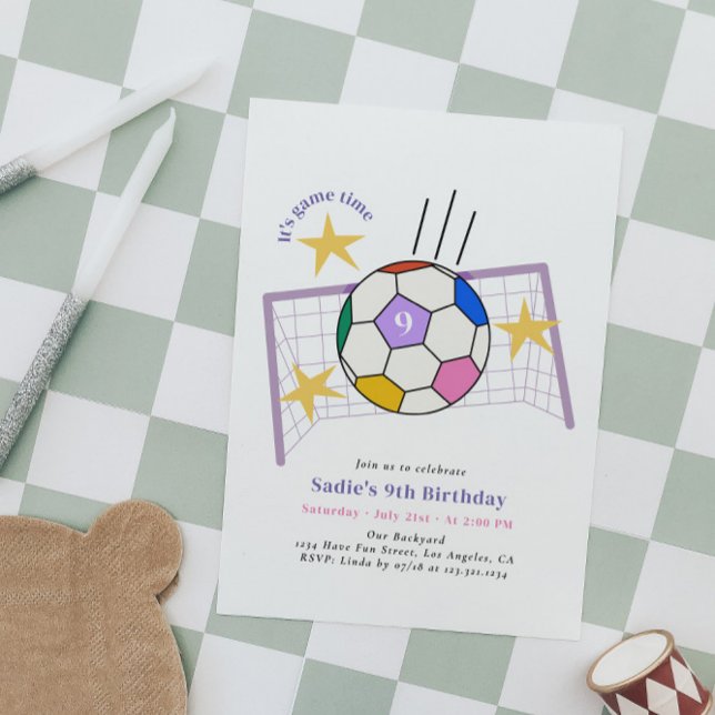 Girls Soccer Birthday Party Invitation (Creator Uploaded)